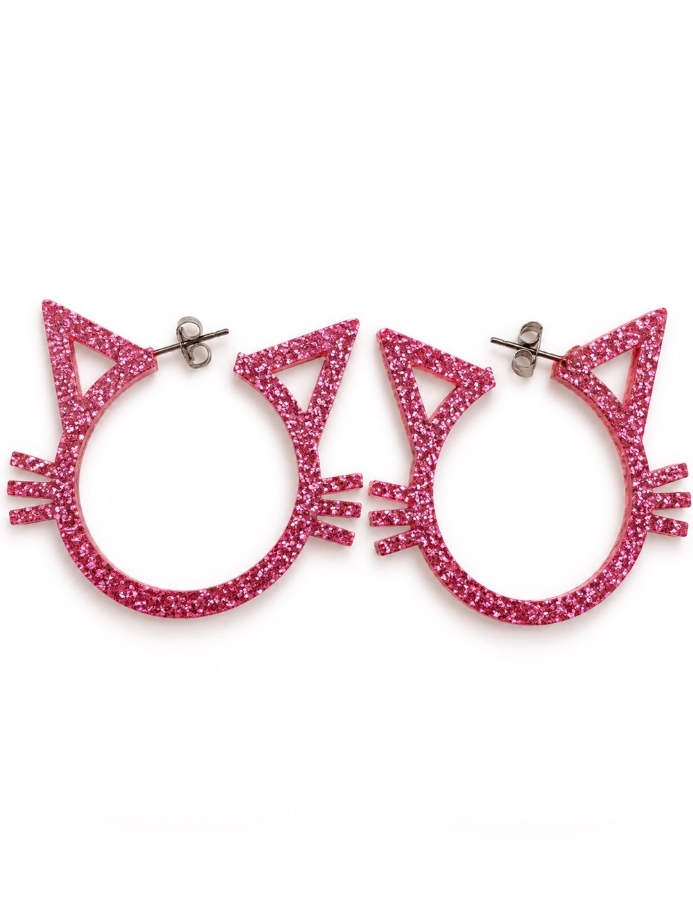 Hello Kitty Acrylic Pink Glitter Dangle Earrings.NWT